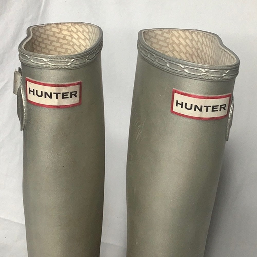 Hunter Kids Original Silver Metallic Rain Boots Size 13 - Picture 2 of 14